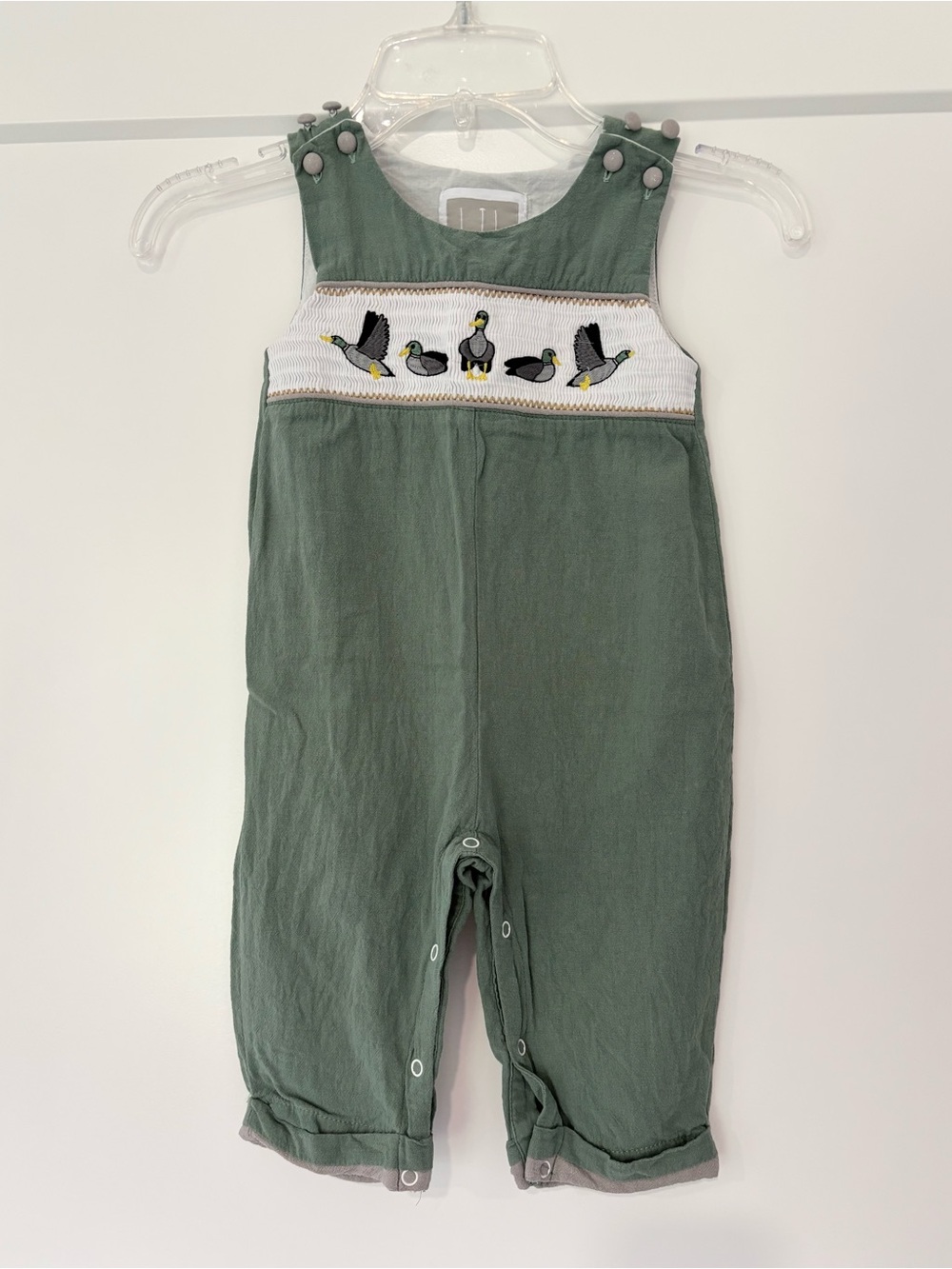 Lil Cactus Duck Hunting Smocked Jon Jon Overall Romper 12/18 months